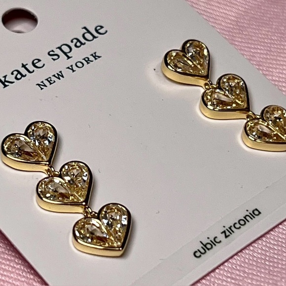 New Kate Spade rock solid stone heart linear earrings